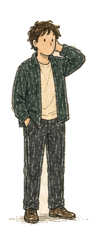 Hand-drawn man feeling uncertain